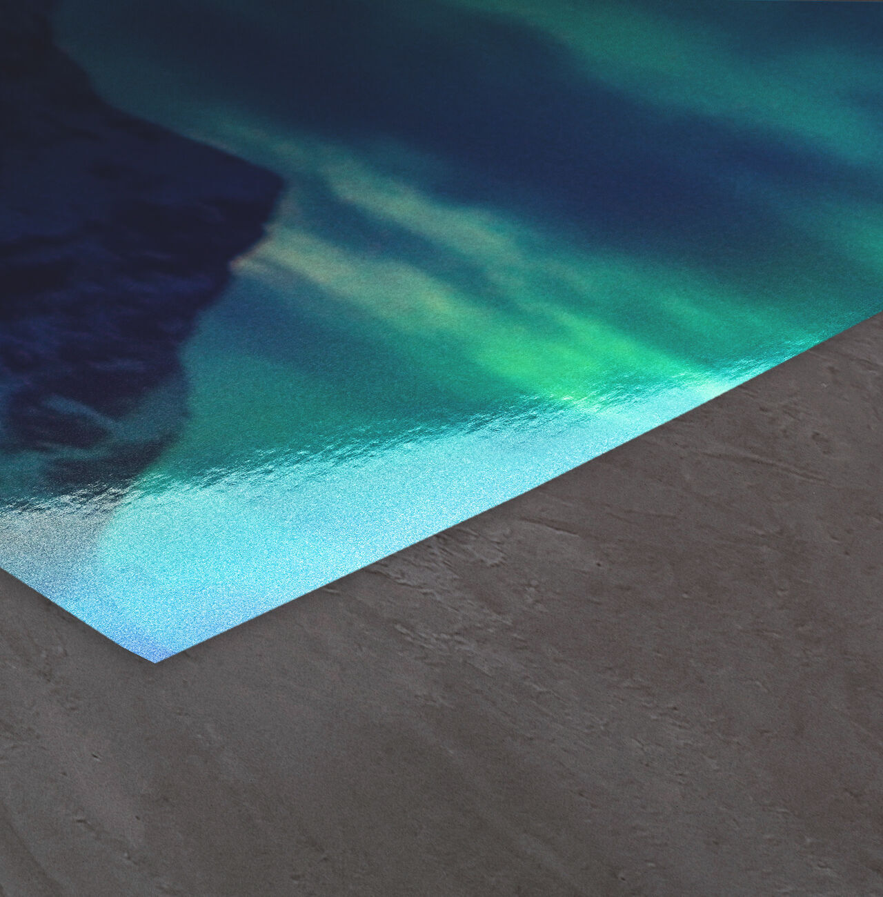 Närbild av en affisch med fascinerande blå och grön gradient