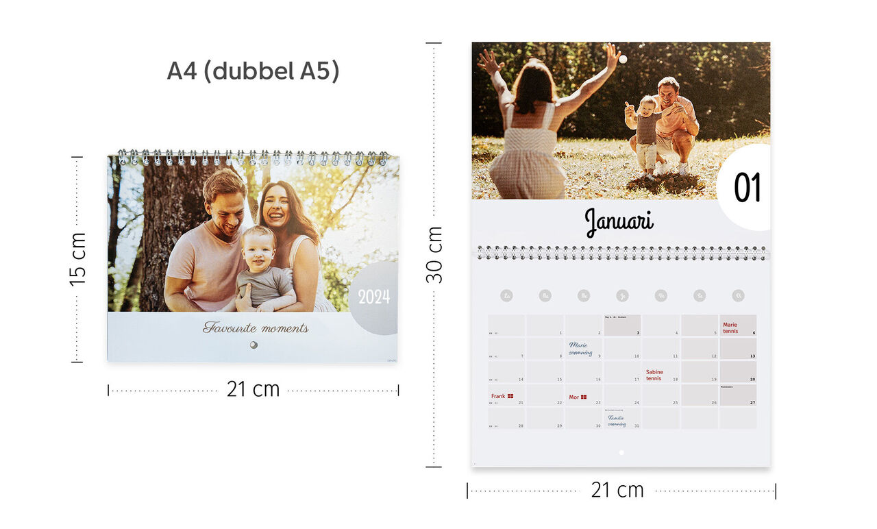En skräddarsydd CEWE fotokalender för 2024, som visar härliga minnen med en inbjudande charm.
